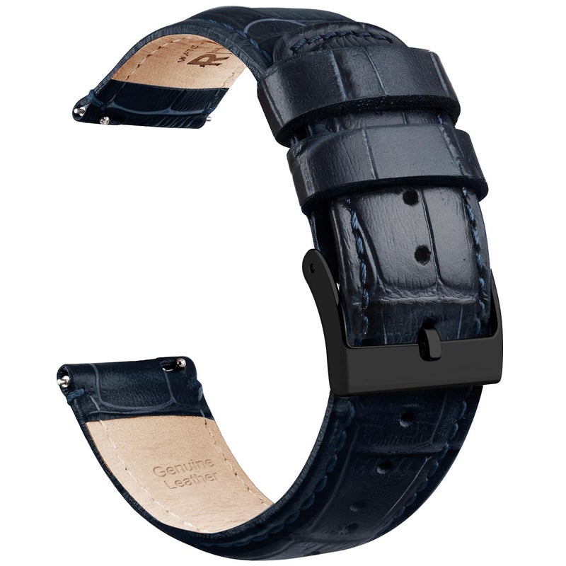 Ritche Quick Release Leather Watch Bands Genuine Leather Watch Strap for Samsung Galaxy Watch 6 Band Classic 43mm 47mm 40mm 44mm 18mm, 20mm or 22mm for Men and Women, Navy Blue / Black, 20mm, Classic - Image 1